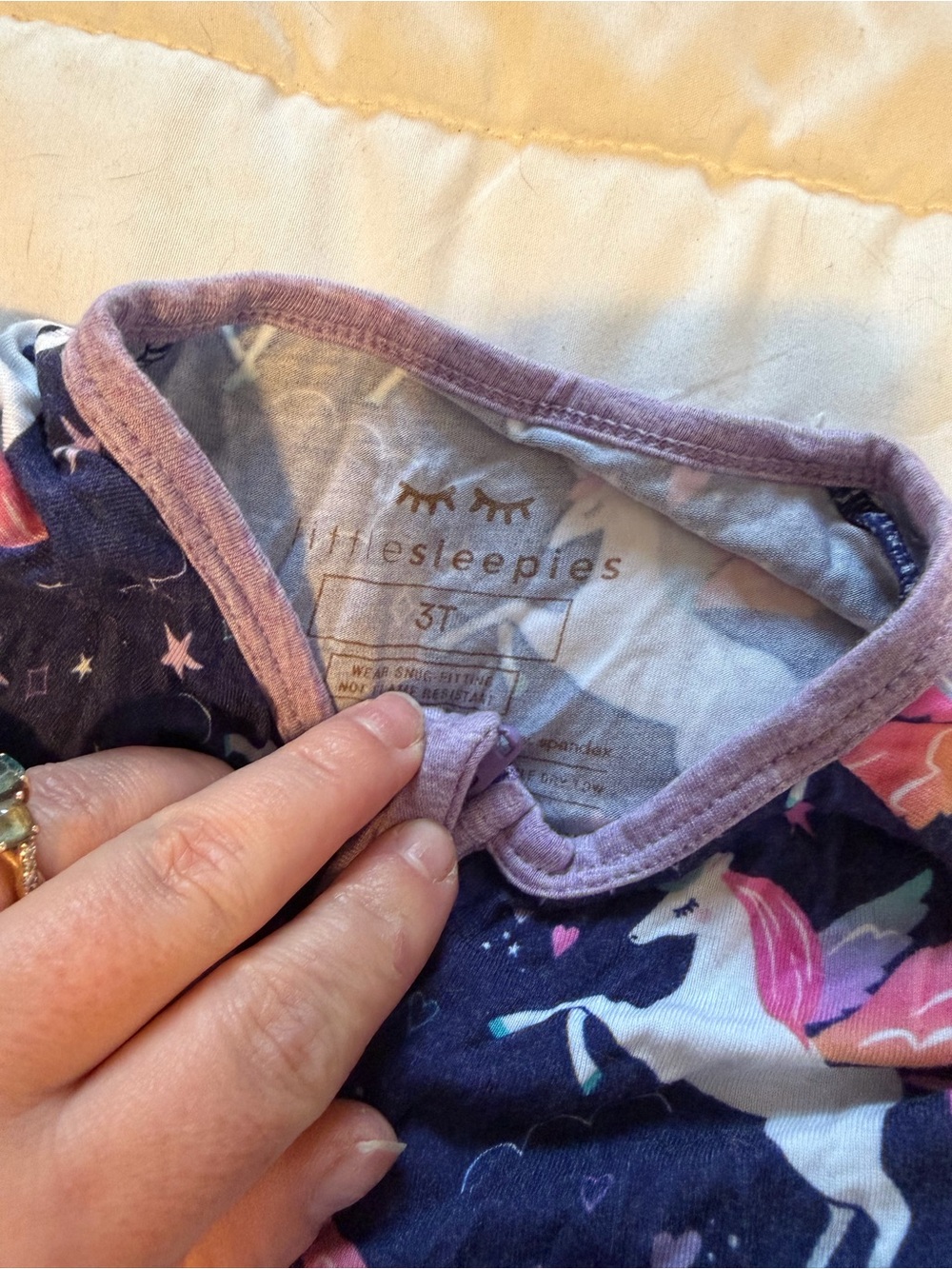 Little Sleepies Purple Trim Navy Unicorn Kids Pajama Top
